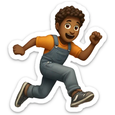 Brown boy hopping over a huge wall sticker