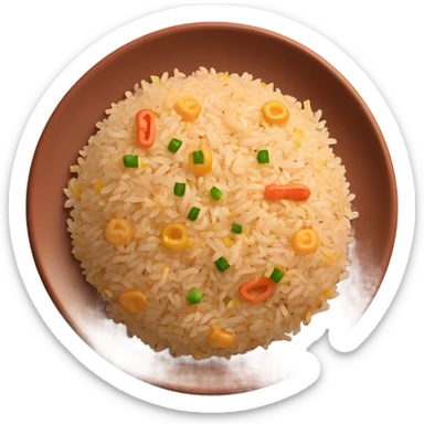 fried rice with mixed of brown rices on a terra cotta plate sticker