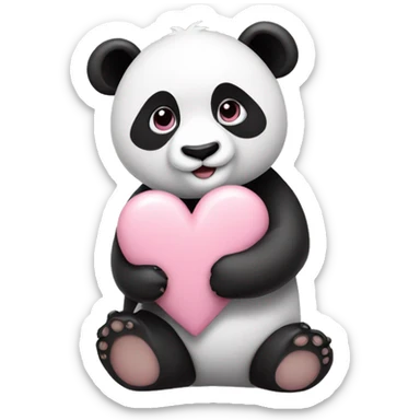 Panda with pastel pink heart  sticker