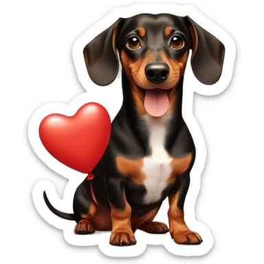 Dachshund with heart Ballon  sticker