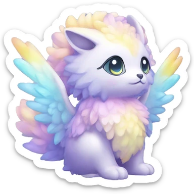 Shiny Innocent Shy Sparkly Colorful Pastel Fluffy beautiful fantasy Kawaii Ethereal Sona Fakemon-animal Full Body sticker