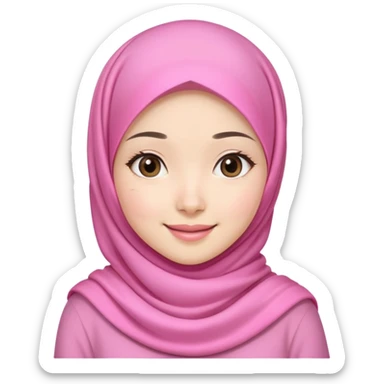 beautiful Asian girl, white skin, wearing a pink hijab, half full body sticker