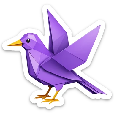 purple colored bird origami facing right do not show feet sticker