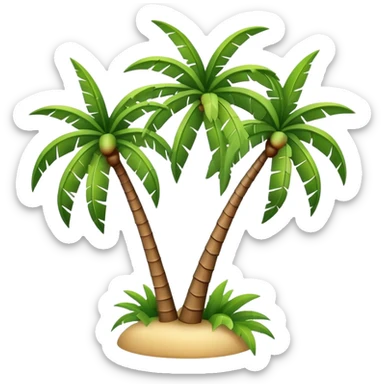 generate realistic detailed palm tree in 3d style sticker