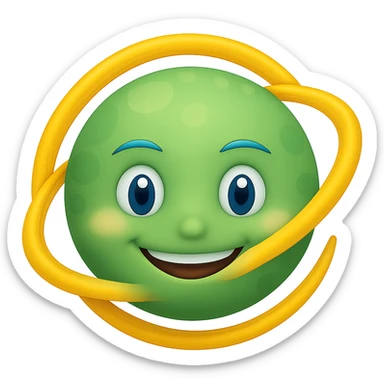 Add a ring around the smiling planet emoji style, no background. Keep the emoji style look and feel. sticker