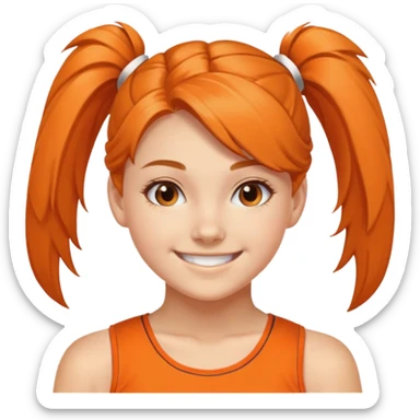 - Nữ
- 15 tuổi
- Da trắng
- Tóc buộc gọn gàng, không để kiểu tóc buộc 2 bên nữa
- thân thiện ,xinh, cười mỉm
- Mặc áo cổ vũ cam
- ảnh chân dung, không cần tay sticker