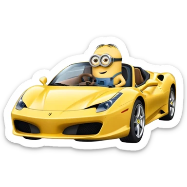 a minion driving a ferrari on pacific drive sticker