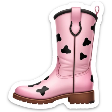 pink cow print boots sticker