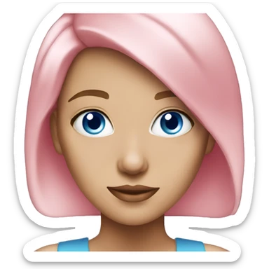 Blue eyes pink hair woman elegant sticker