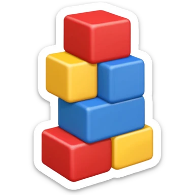 blocks ontop of eachother but staggered in different primary colours sticker
