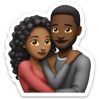 Cute black couple in love hugging  sticker