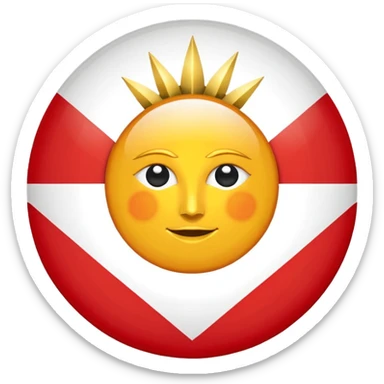 The ezidisch flag is white and red and in the middel is die sun  sticker