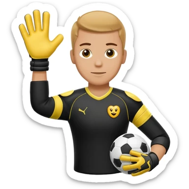 Football goalkeeper gloves with man goalkeeper and small emoji sticker