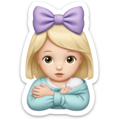 Newborn with a bow sticker