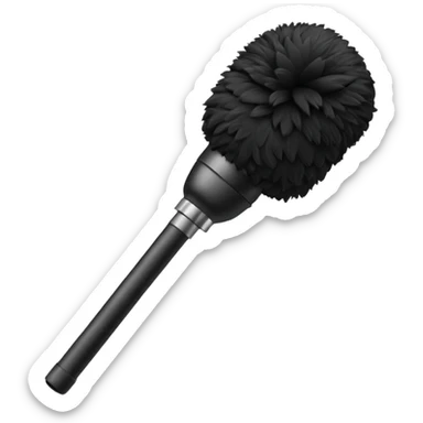 boom fluffy microphone with stick sticker