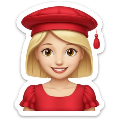 blonde woman wear red hat and dress sticker