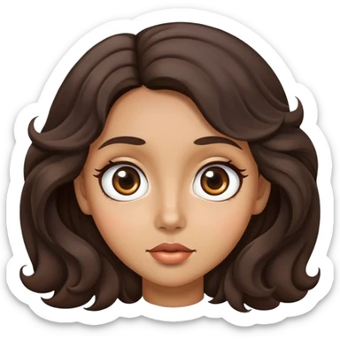 woman face with big eyes, medium skin tone, and dark wavy hair sticker