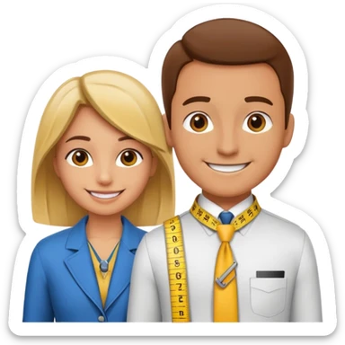 Tailor with Measuring Tape around neck pose with another person sticker