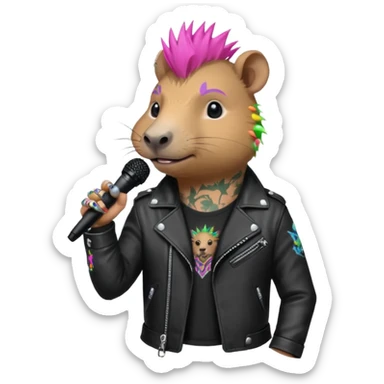 Punk vocalist capybara sticker