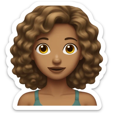 tan girl with brunette wavy hair sticker