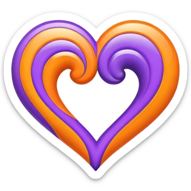 Heart with orange and purple swirls sticker
