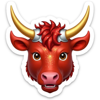 red glitter horned ox sticker