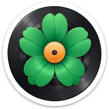 Vinyl record with a flower green point inside sticker