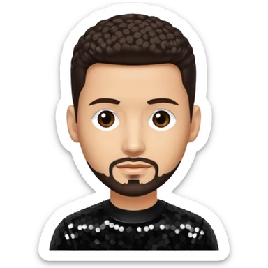 Jon B, White R&B Singer with light skin, dark brown hair, black sequin outfit sticker