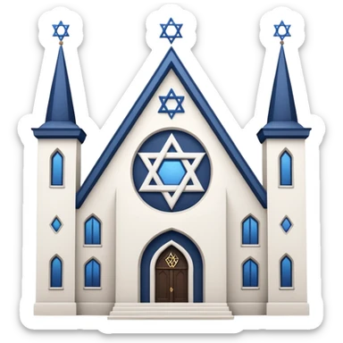 reform jewish synagogue similar to historical religious architecture in europe. the building should be white in color, feature gothic architectural elements and star of david as main symbol. no crosses, christian symbols, the color blue and any visual associations with israel. ios style. sticker