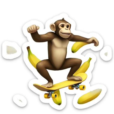 a monkey riding a skateboard made of bananas sticker