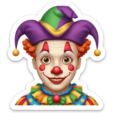 Clown with jester hat, half body sticker