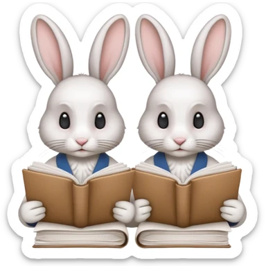 two rabbits working on research sticker
