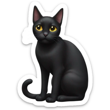 black cat with pew pew sticker