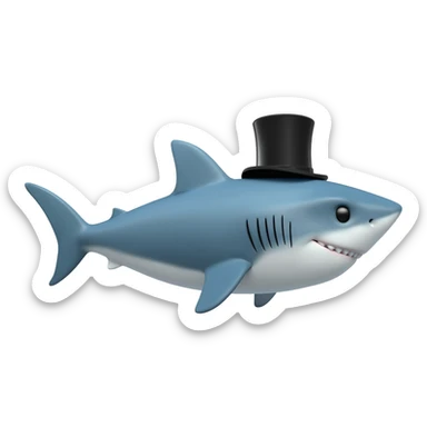 Shark with a top hat sticker