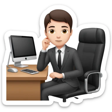 employee sitting at a desk full body sticker
