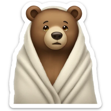 bear cozy in blanket sticker