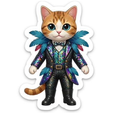 cat dressed like lady gaga sticker
