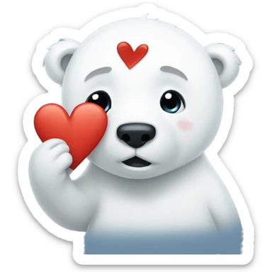 a polar bear with broken heart sticker