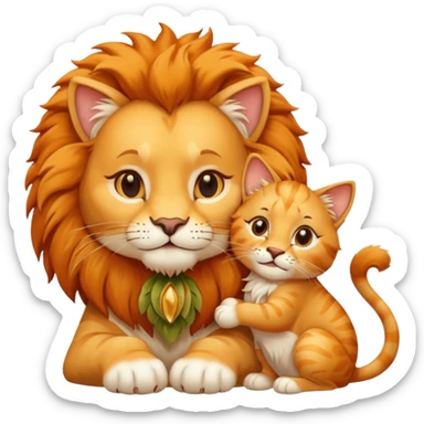 Animal Gato tocando las orejas de un leon sticker
