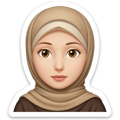 Make a girl with a hijab apple emojies styles and make her white and only her face appear and looking forward not left or right sticker