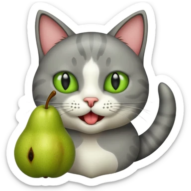 katze mit birne zwischen den zähnen  sticker