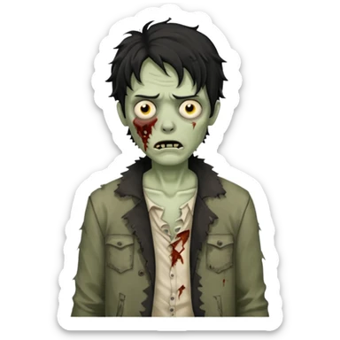 Zombie cabelo liso ondulado preto masculino  sticker