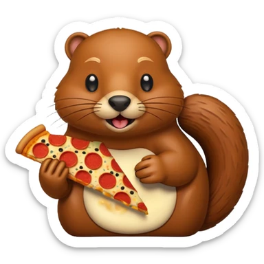 Beaver eating a pizza sticker