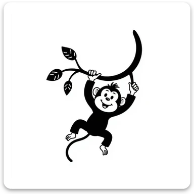 hand-drawn doodle of a monkey in black ink sticker