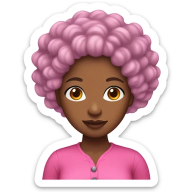 Black woman with curly hair wearing a pink outfit sticker