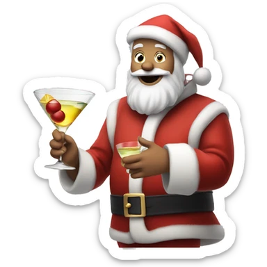 Drunk Santa with a martini in his hand  sticker