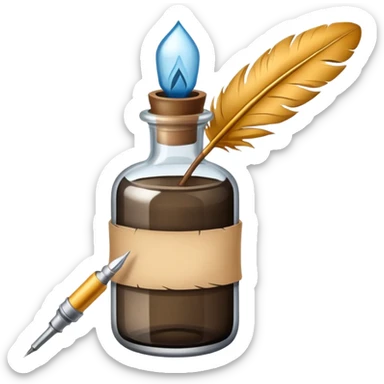 feather quill and ink bottle sticker
