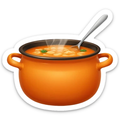 orange pot with soup sticker