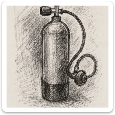oxygen tank, hand-drawn sketch style sticker