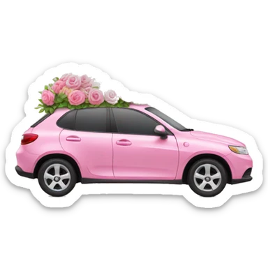 Pink car with flowers sticker